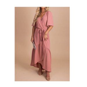 Size M Step It Up Tiered Maxi Dress (Pink) from Bella Ella Boutique